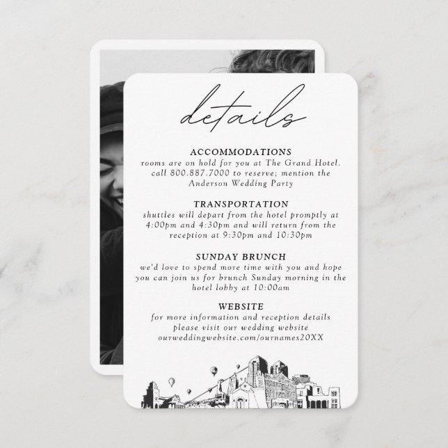 Tarjeta De Recepción Detalles verticales del Boda Albuquerque (Anverso / Reverso)