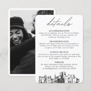 Tarjeta De Recepción Detalles verticales del Boda de columnas