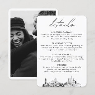 Tarjeta De Recepción Detalles verticales del Boda de San Francisco