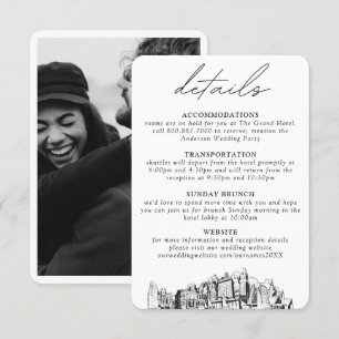 Tarjeta De Recepción Detalles verticales del Boda Oakland