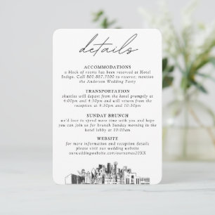 Tarjeta De Recepción Detalles verticales pequeños del Boda de Dallas