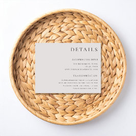 Tarjeta De Recepción Detalles y alojamiento de la boda de elegancia mod