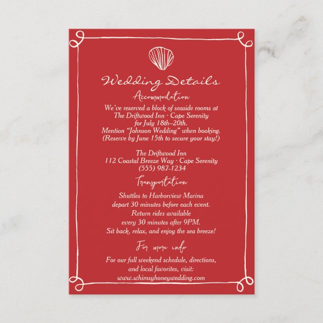 Tarjeta De Recepción Detalles y dirección del Boda de limón dibujado a  (Anverso)