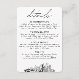 Tarjeta De Recepción Detroit Boda detalles verticales pequeños