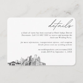 Tarjeta De Recepción Detroit Boda Hotel Bloque de habitaciones Pequeño