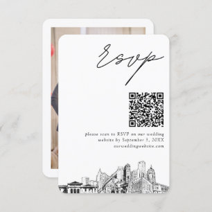 Tarjeta De Recepción Detroit QR Code Boda RSVP pequeño