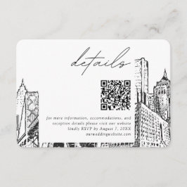 Tarjeta De Recepción Detroit Skyline Pequeño Boda Detalles del código Q