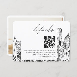 Tarjeta De Recepción Detroit Skyline Pequeño Boda Detalles del código Q