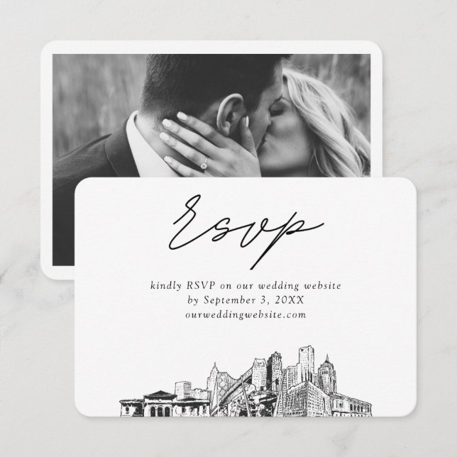 Tarjeta De Recepción Detroit Wedding RSVP (Anverso / Reverso)