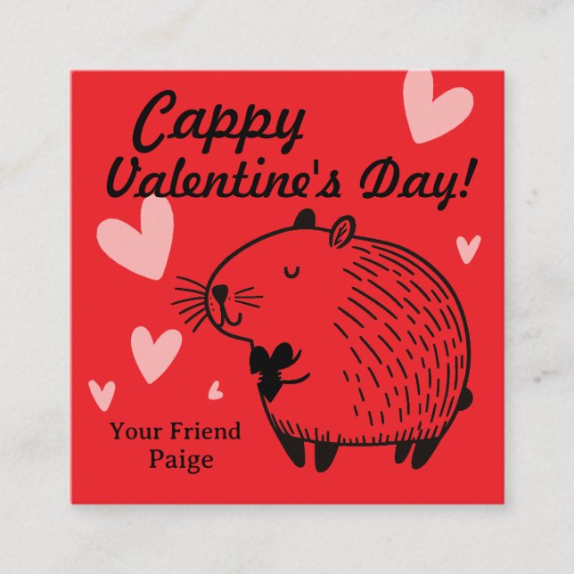Tarjeta De Recepción Día de San Valentín de Cappy | Capybara de San Val (Anverso)