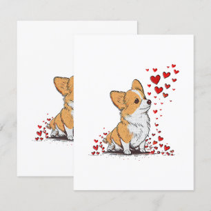 Tarjeta De Recepción Día de San Valentín Perro Corgi Lindo