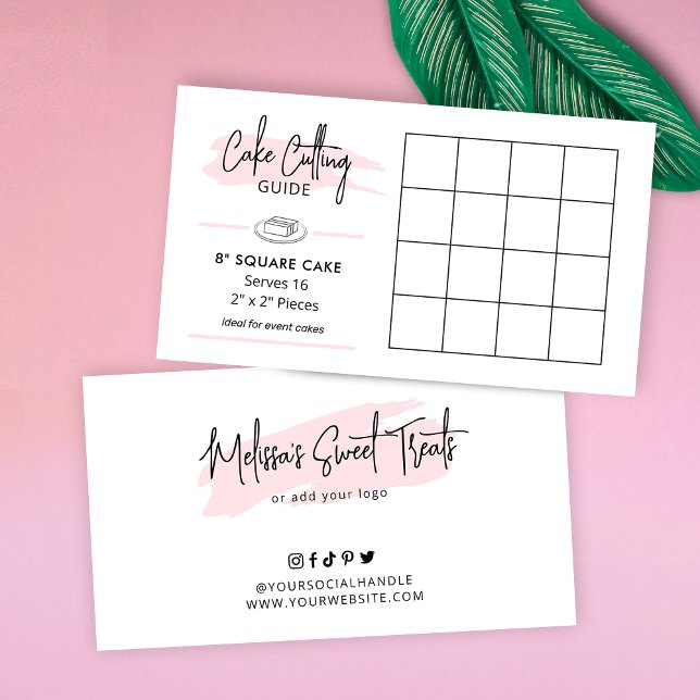 Tarjeta De Recepción Diagrama de corte de tartas cuadradas de 8" 2x2 po (8 inch square cake cutting guide)