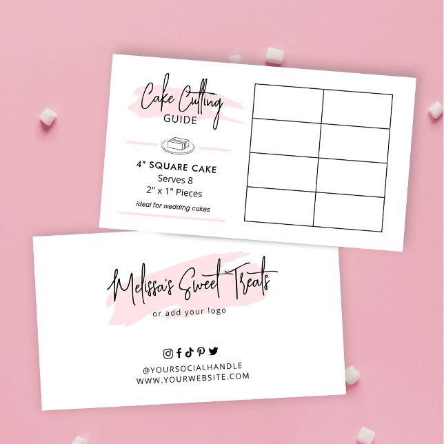 Tarjeta De Recepción Diagrama de porciones de tartas cuadradas de 4" (4 inch square cake cutting guide for 2x1" wedding portions)