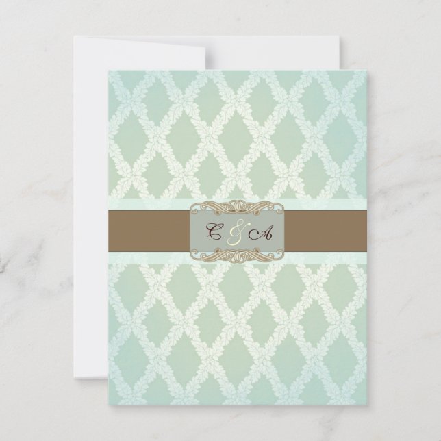 Tarjeta de recepción Diamond Green Wedding (Anverso)