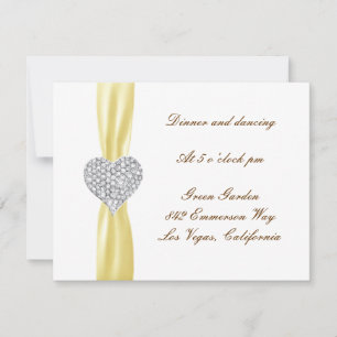 Tarjeta de recepción Diamond Heart Yellow Wedding