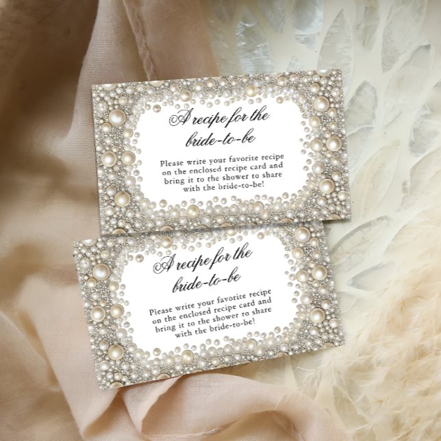 Tarjeta De Recepción Diamonds Pearls Bridal Shower Receta para la novia (Subido por el creador)