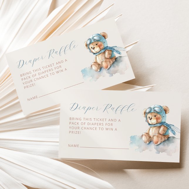 Tarjeta De Recepción Diapé de oso lindo Raffle Blue Boy Baby Shower (Subido por el creador)
