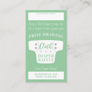 Tarjeta De Recepción Diapé de tela de Baby Shower Raffle Tickets Green