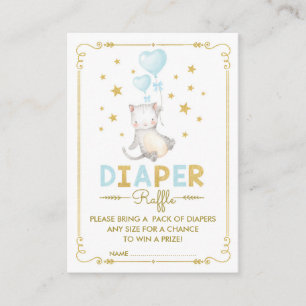 Tarjeta De Recepción Diaper Cat Raffle Boy Kitten Blue Gold Baby Insert
