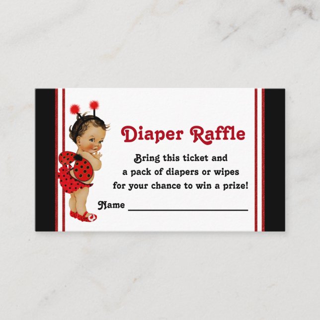 Tarjeta De Recepción Diaper de Buceo Raffle Entradas Niña Étnica (Anverso)