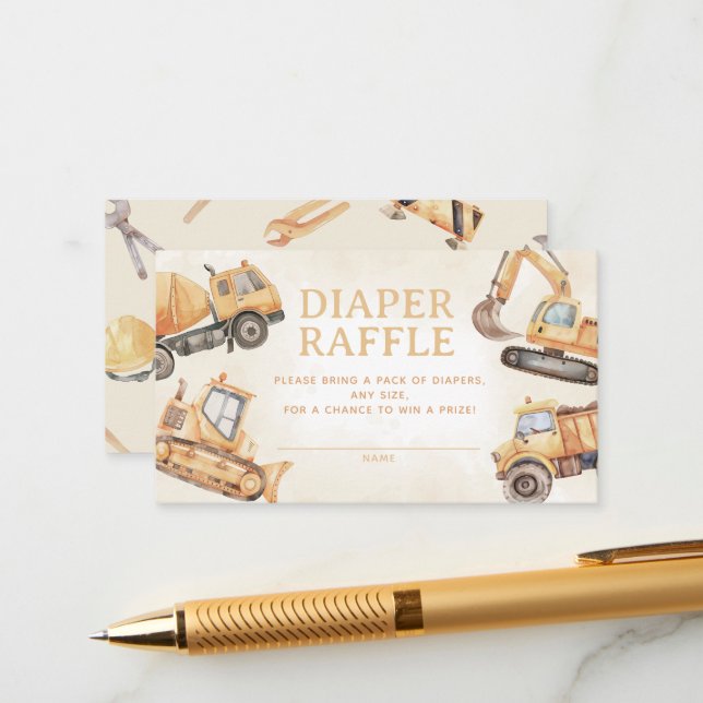 Tarjeta De Recepción Diaper de construcción Raffle (Anverso/Reverso In Situ)