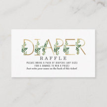 Diaper de letras botánicas Raffle Baby Shower