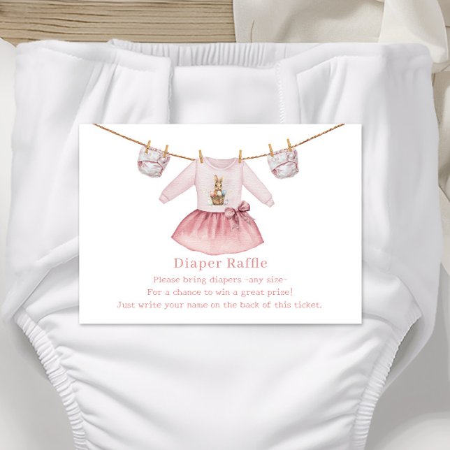 Tarjeta De Recepción Diaper de Pascua Raffle Chica Rosa Baby Shower (Subido por el creador)