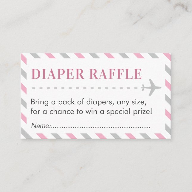 Tarjeta De Recepción Diaper de viaje de avión Raffle Ticket Baby Shower (Anverso)