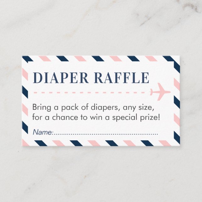 Tarjeta De Recepción Diaper de viaje de avión Raffle Ticket Baby Shower (Anverso)