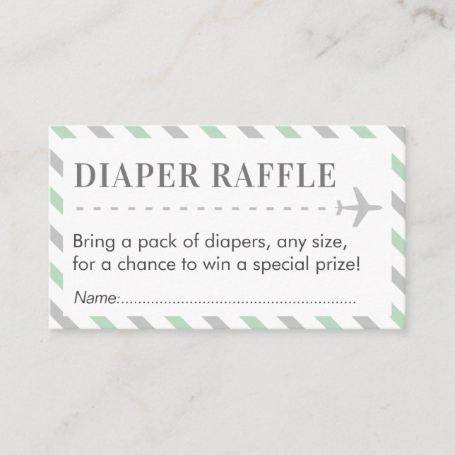 Tarjeta De Recepción Diaper de viaje de avión Raffle Ticket Baby Shower (Anverso)