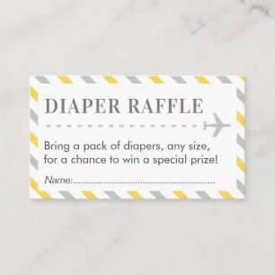 Tarjeta De Recepción Diaper de viaje de avión Raffle Ticket Baby Shower