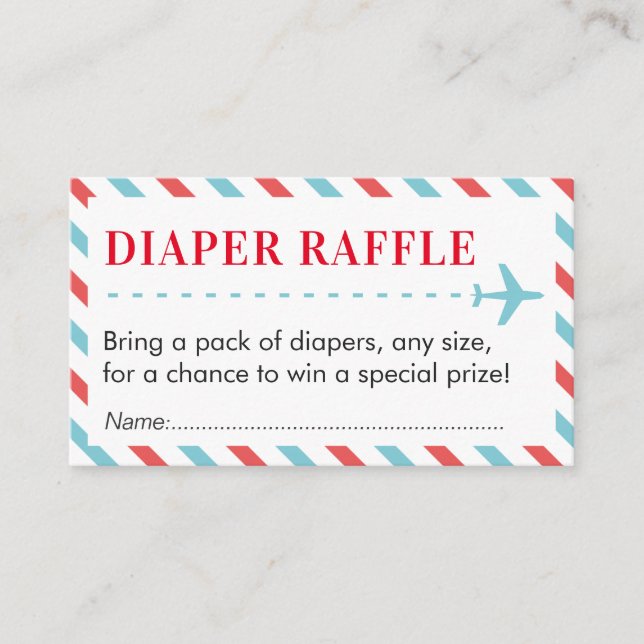 Tarjeta De Recepción Diaper de viaje de avión Raffle Ticket Baby Shower (Anverso)