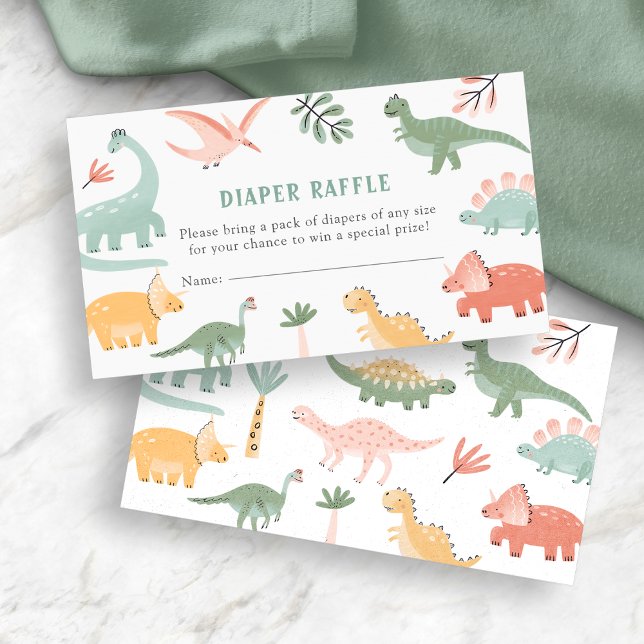 Tarjeta De Recepción Diaper Dinosaur Raffle (Dinosaur Diaper Raffle Enclosure Card
)