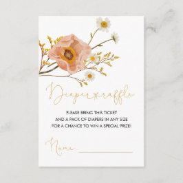Tarjeta De Recepción Diaper Flor Silvestre Raffle Ticket , Ducha Bohemi