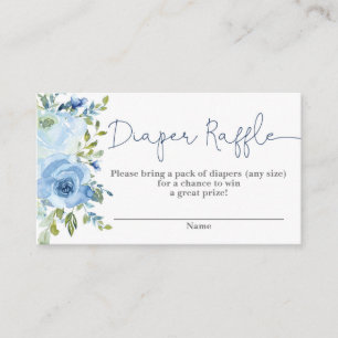 Tarjeta De Recepción Diaper floral azul Baby Shower Raffle