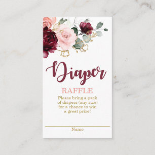 Tarjeta De Recepción Diaper floral rosa y borgoña