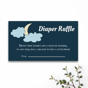 Tarjeta De Recepción Diaper Moon Azul Sencillo Raffle