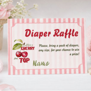 Tarjeta De Recepción Diaper para Baby Shower de Cereza con Raya Rosa Re