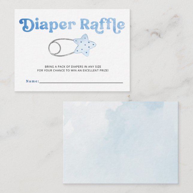 Tarjeta De Recepción Diaper Pin Blue Boy Baby Shower Diaper Raffle (Anverso / Reverso)