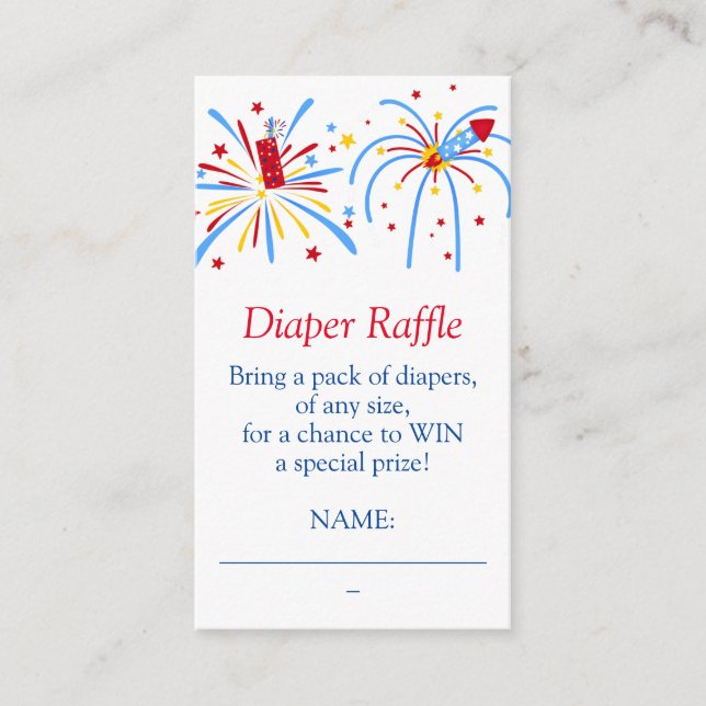Tarjeta De Recepción Diaper Raffle 4 de julio de Baby Shower (Anverso)