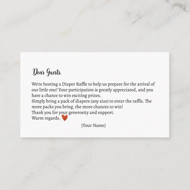 Tarjeta De Recepción Diaper Raffle Autumn Teddy Bear Baby Shower (Reverso)