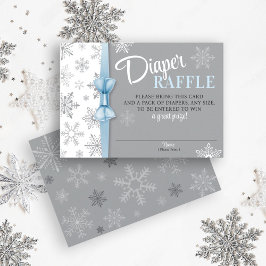 Tarjeta De Recepción Diaper Raffle Baby Boy Blue Gray Snowflake Winter