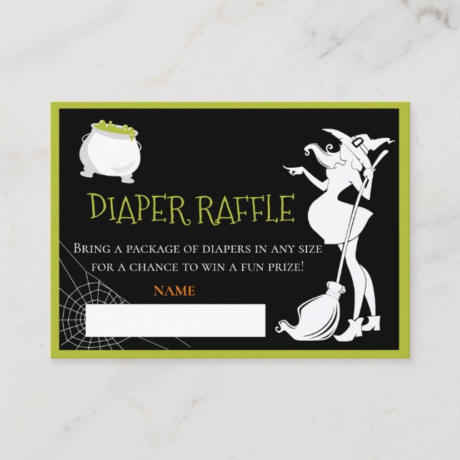 Tarjeta De Recepción Diaper Raffle Baby Breaking Witch Halloween (Anverso)