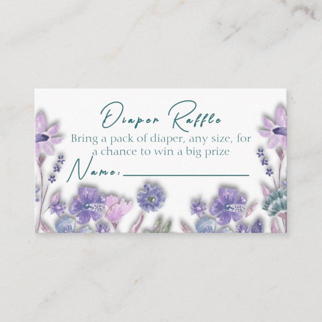Tarjeta De Recepción Diaper Raffle Baby In Bloom Floral Enclosure Card (Anverso)