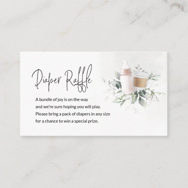 Tarjeta De Recepción Diaper Raffle Baby prepara café rosa (Anverso)