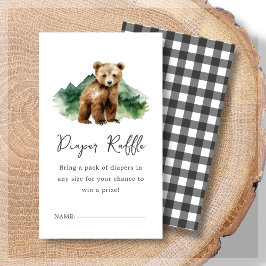 Tarjeta De Recepción Diaper Raffle | Baby Shower Bear Cub