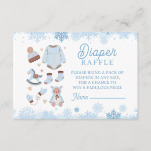 Tarjeta De Recepción Diaper Raffle Baby Shower Blue Boy Frío afuera
