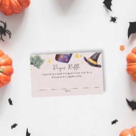 Tarjeta De Recepción Diaper Raffle Baby Shower Chica de Witch Halloween