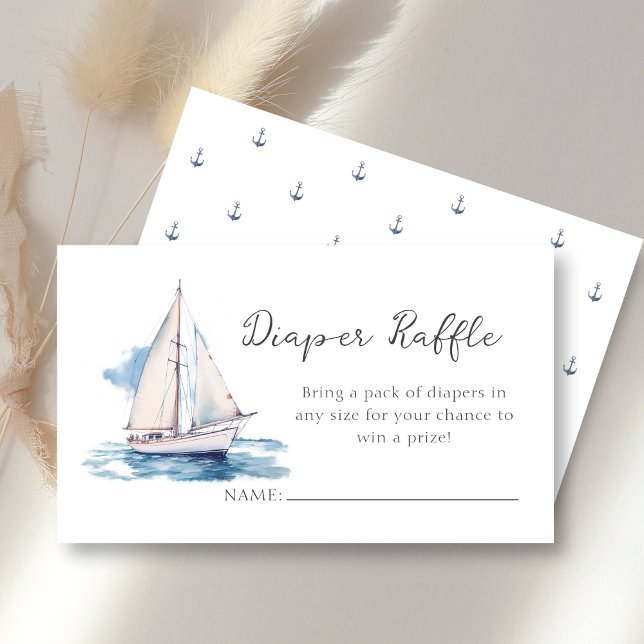 Tarjeta De Recepción Diaper Raffle | Baby Shower de barco de vela (Subido por el creador)