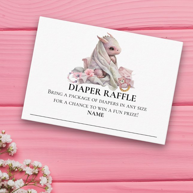 Tarjeta De Recepción Diaper Raffle Baby Shower Dragon Pink (Subido por el creador)